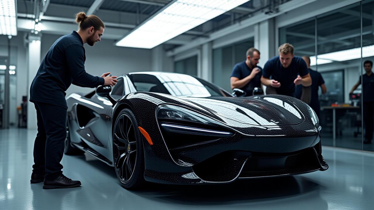 Il team di HydraAuto Lavaggio al lavoro su una supercar