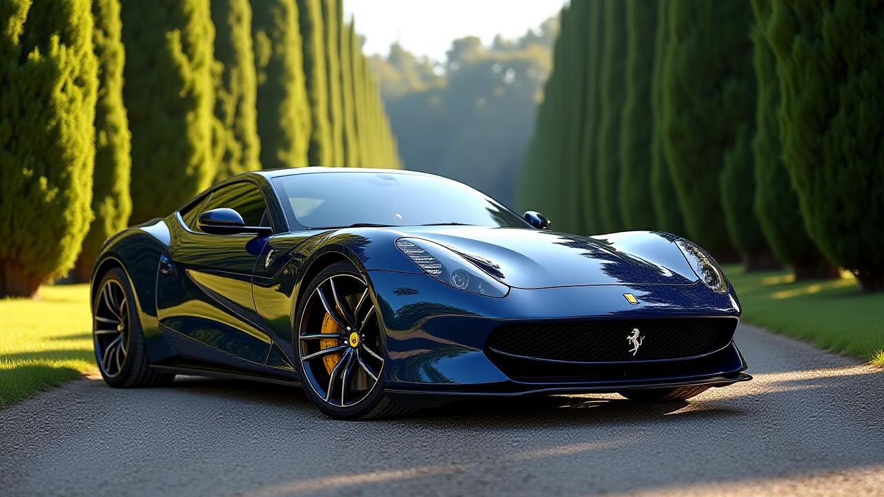 Auto sportiva pulita in un contesto naturale di Roma